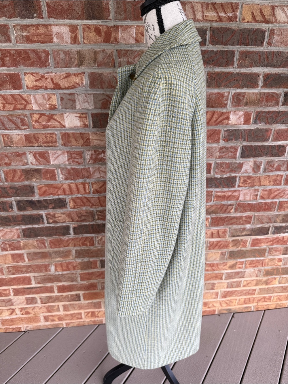 Vintage 1960’s Women's Green Check Wool Coat - Picture 8 of 15